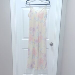 Valerie Stevens pink purple floral slip dress VTG Y2K 2000s 90s lace trim